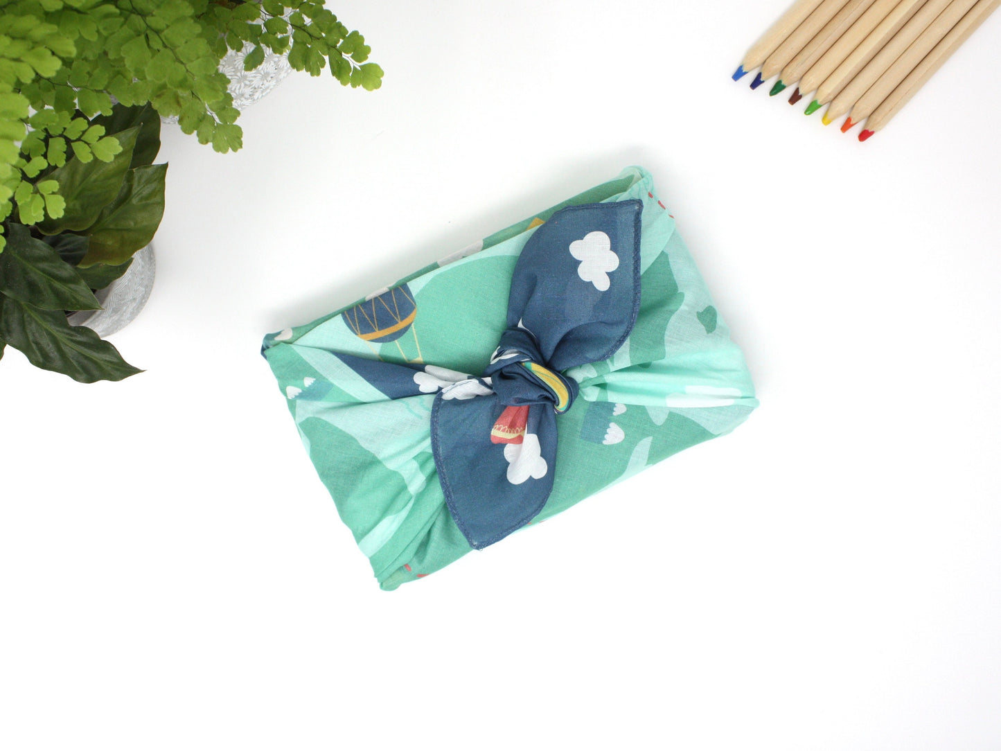 Kids furoshiki set of 3 - large and medium reusable gift wraps