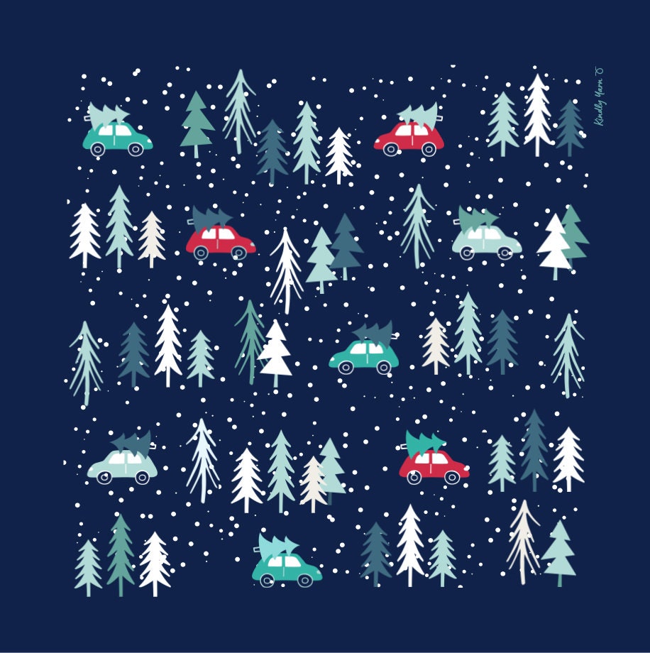 Set of 4 Christmas furoshiki fabric wraps - midnight blue