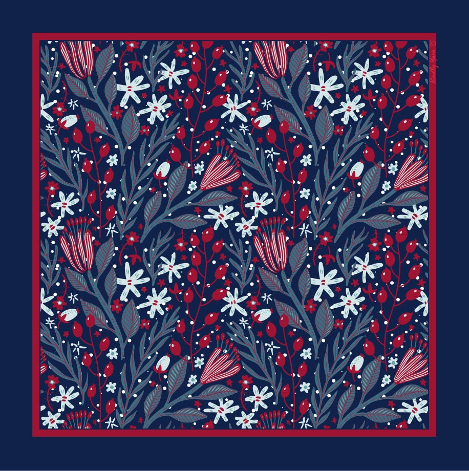 Furoshiki scarf medium - berries