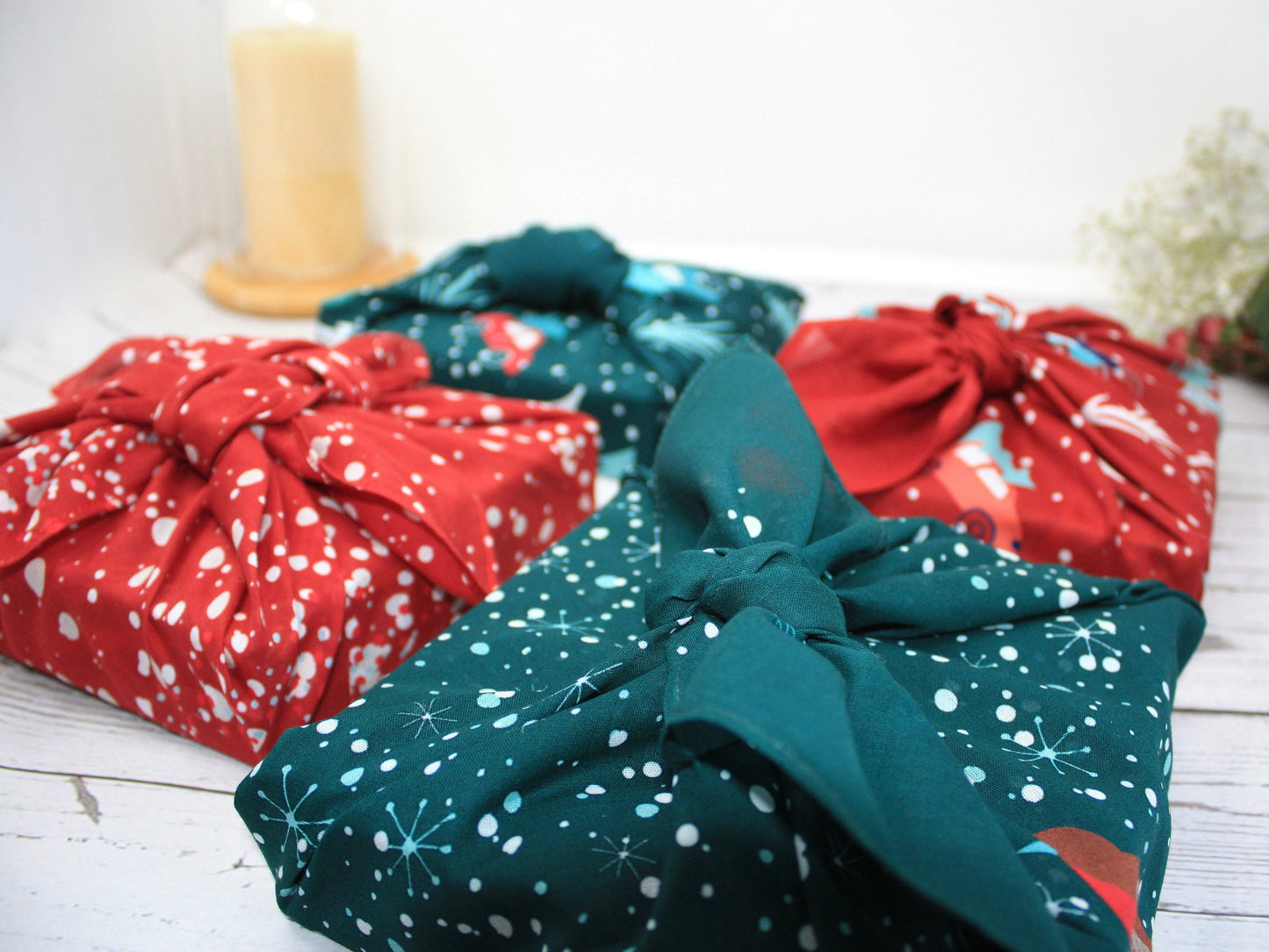 Large Christmas furoshiki fabric wraps - cars