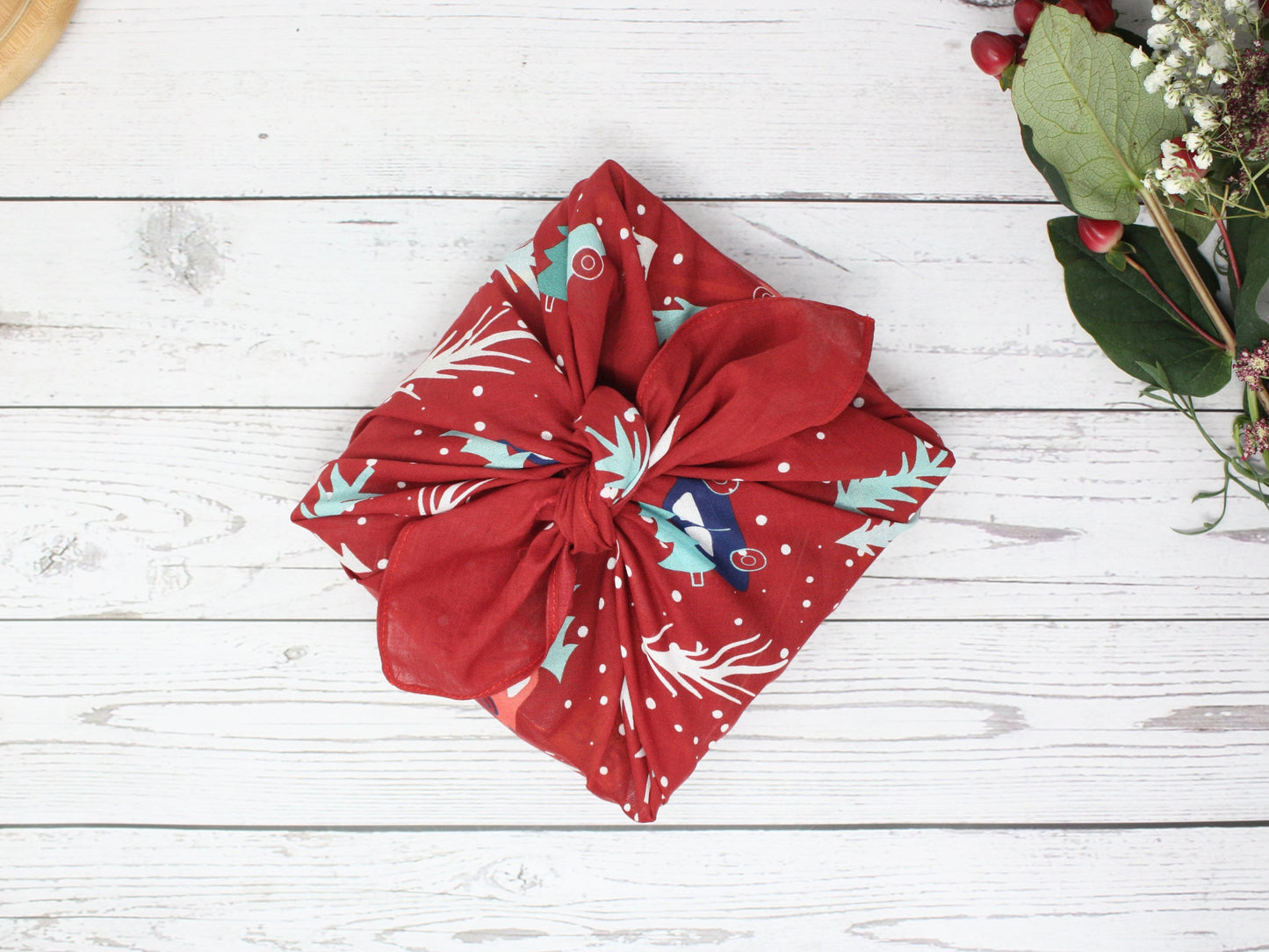Large Christmas furoshiki fabric wraps - cars