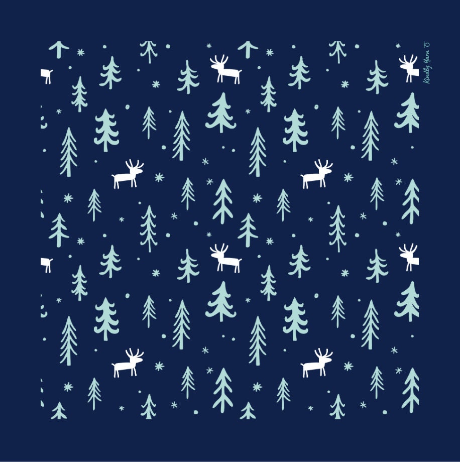 Christmas reusable fabric wrapping paper - forest