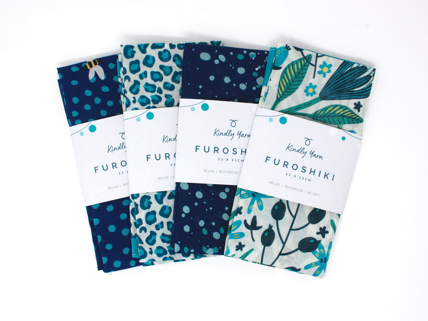 Set of 4 furoshiki fabric wraps - 53cm